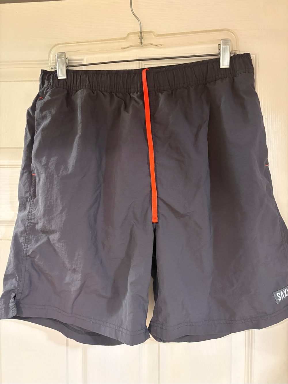 Saxx Gray Swimsuit with Orange Drawstring